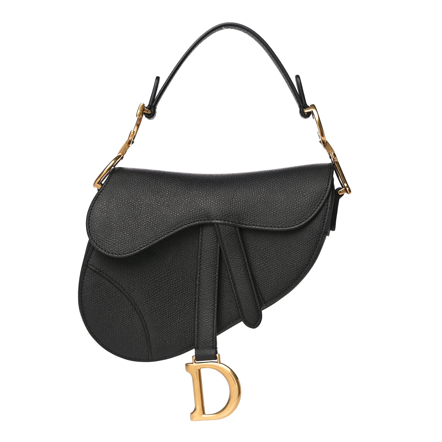 Christian Dior Grained Calfskin Mini Saddle Bag Black 1 of 16
