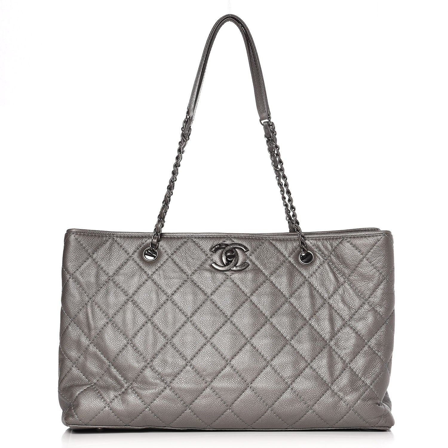 Chanel Metallic Caviar Quilted Large Shopping Tote Grey 1 of 7
