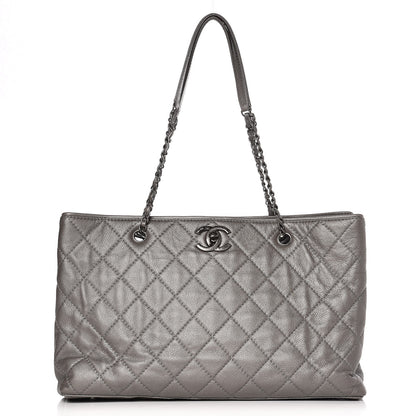 Chanel Metallic Caviar Quilted Large Shopping Tote Grey 1 of 7