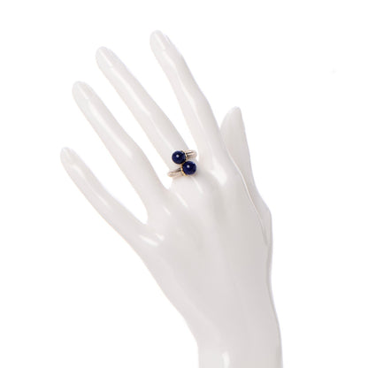 Tiffany Sterling Silver 18K Yellow Gold Lapis Bypass Ring 50 5.25 2 of 5