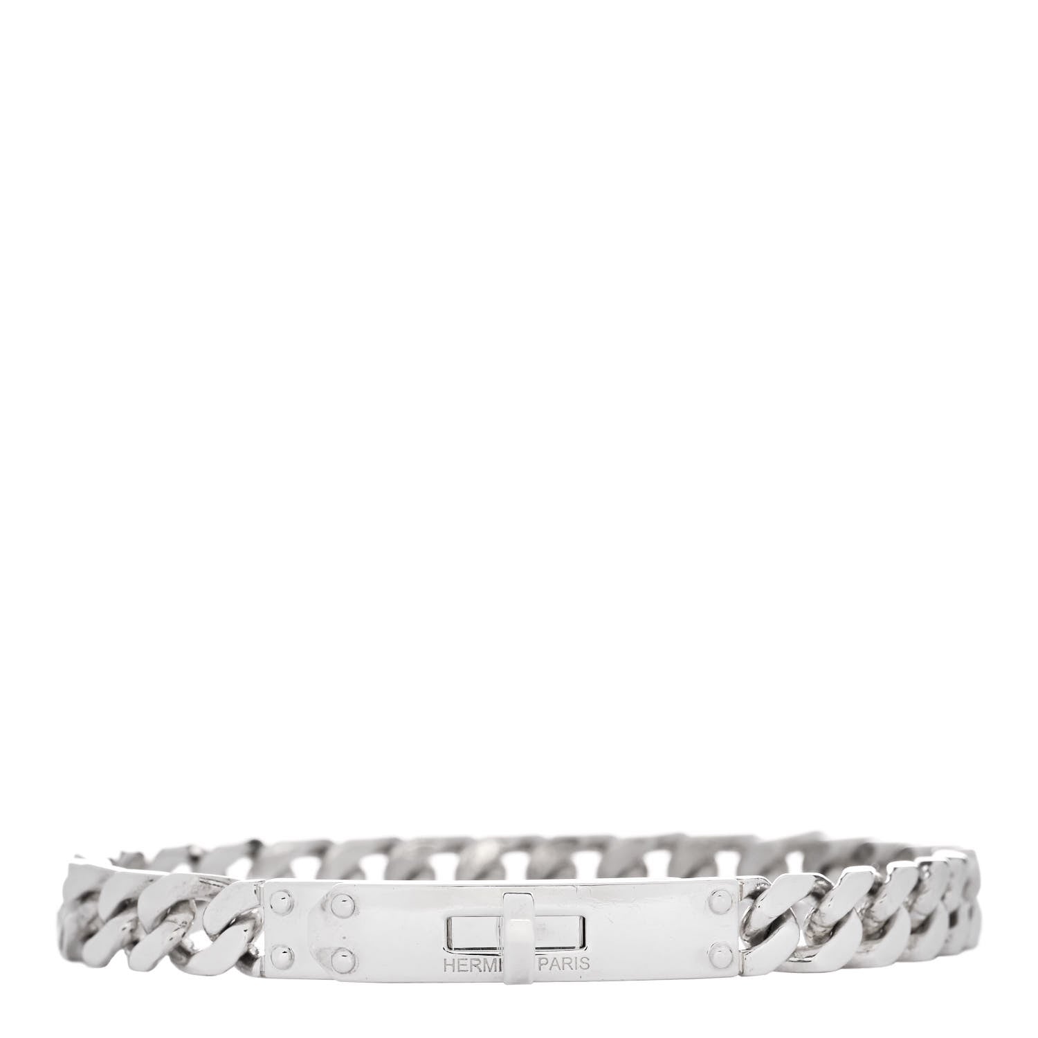 Hermes Sterling Silver TPM Kelly Gourmette Bracelet SH 1 of 4