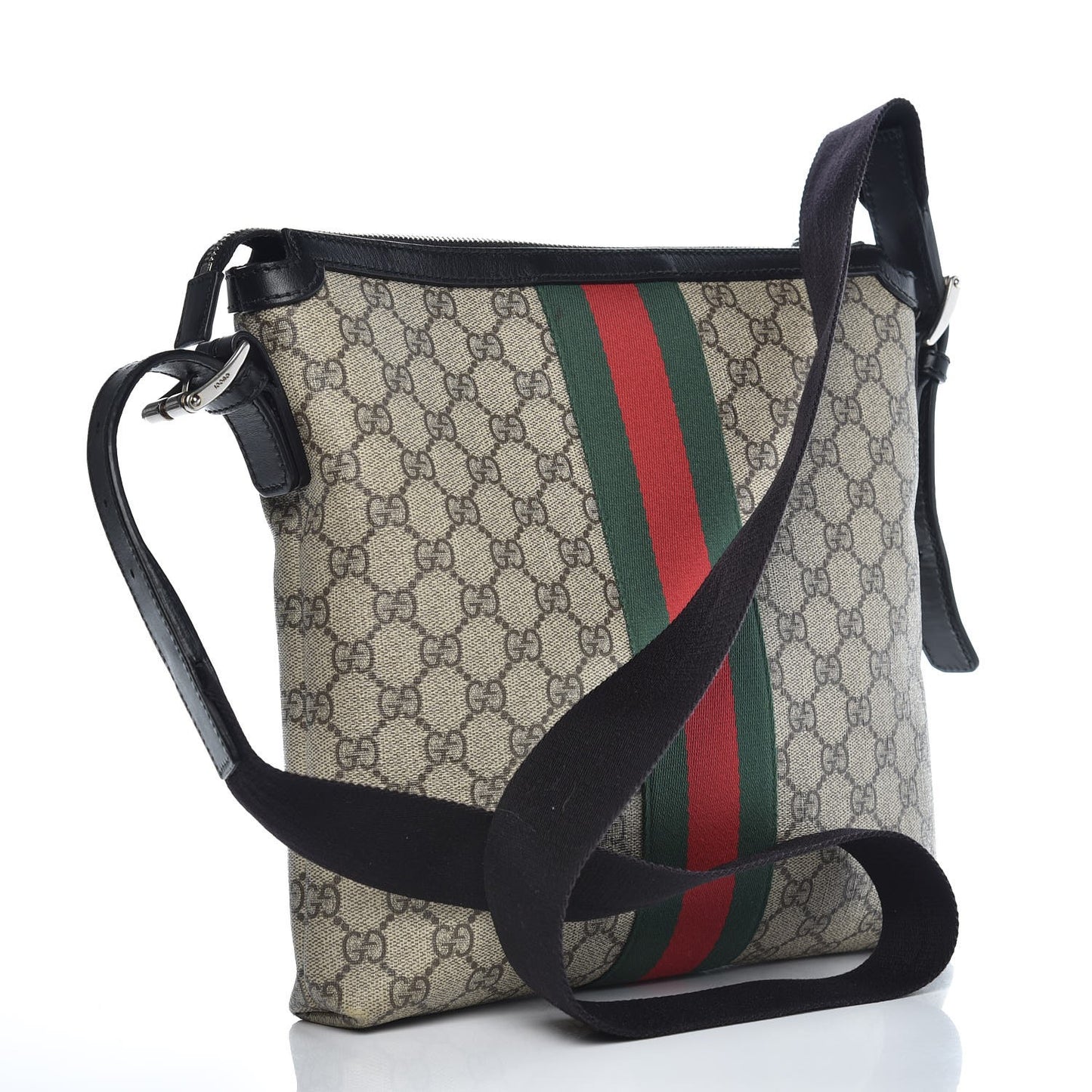 GG Supreme Monogram Web Messenger Bag Black