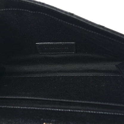 Saint Laurent Grain De Poudre Textured Mixed Matelasse Triquilt Monogram Clutch Black 5 of 8