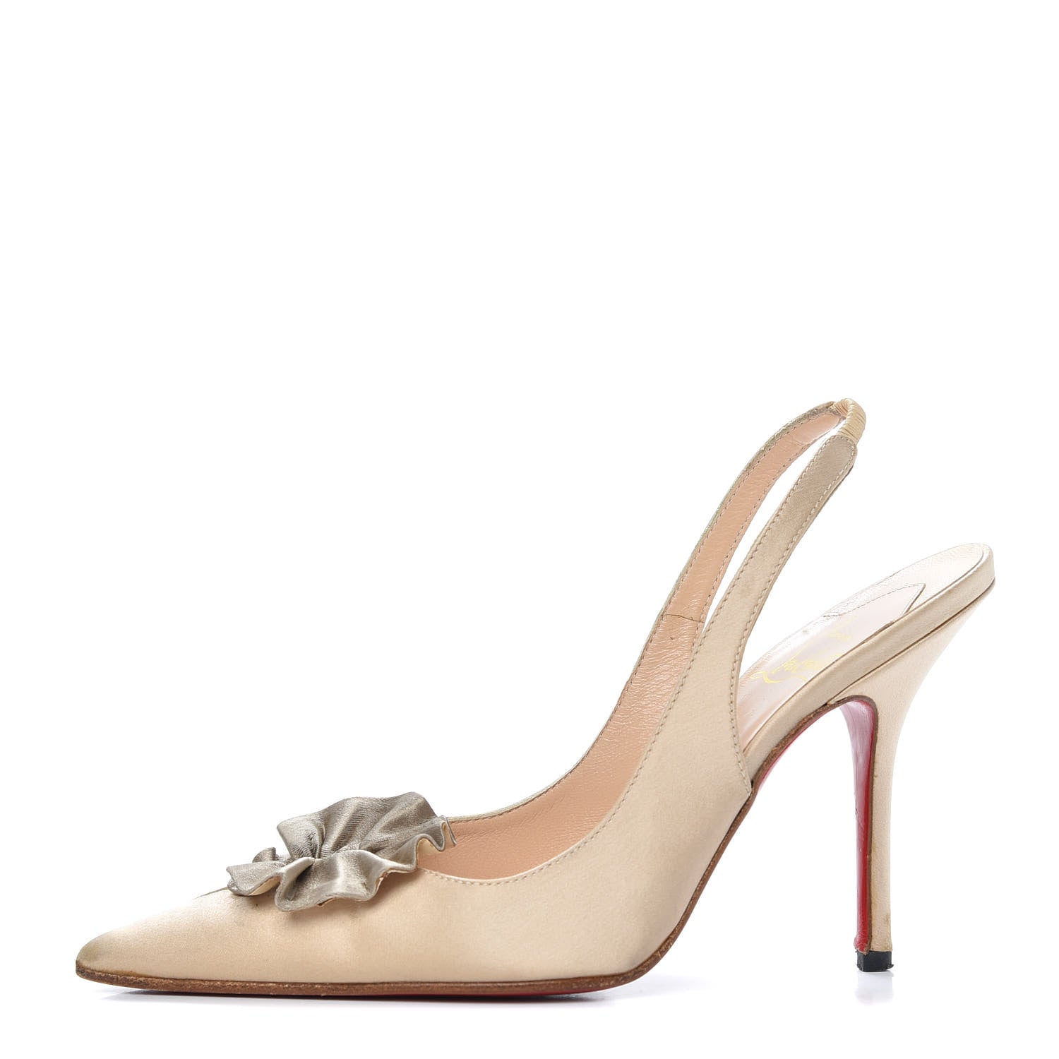Christian Louboutin Satin Slingback Pumps 35 Beige 1 of 9