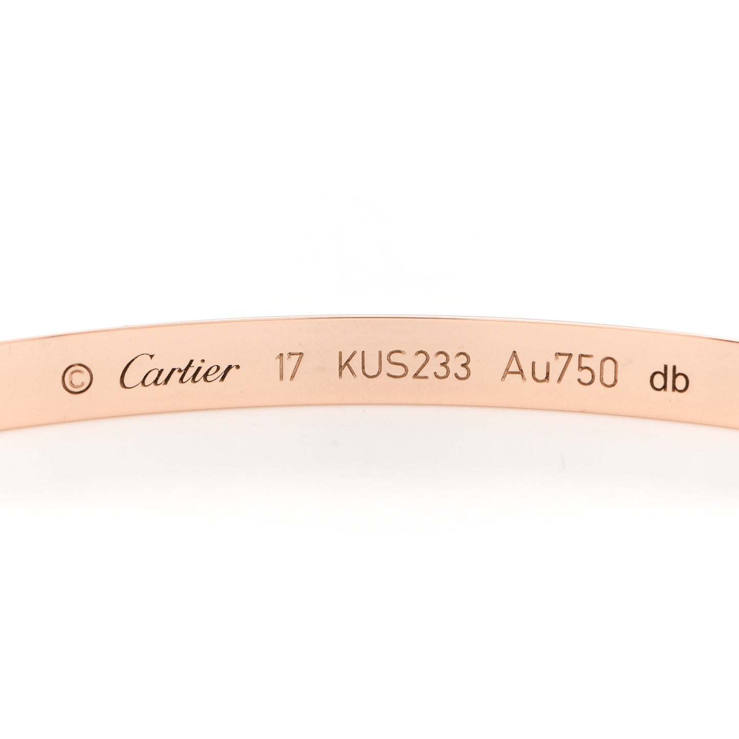18K Pink Gold 6 Diamond Small LOVE Bracelet 17