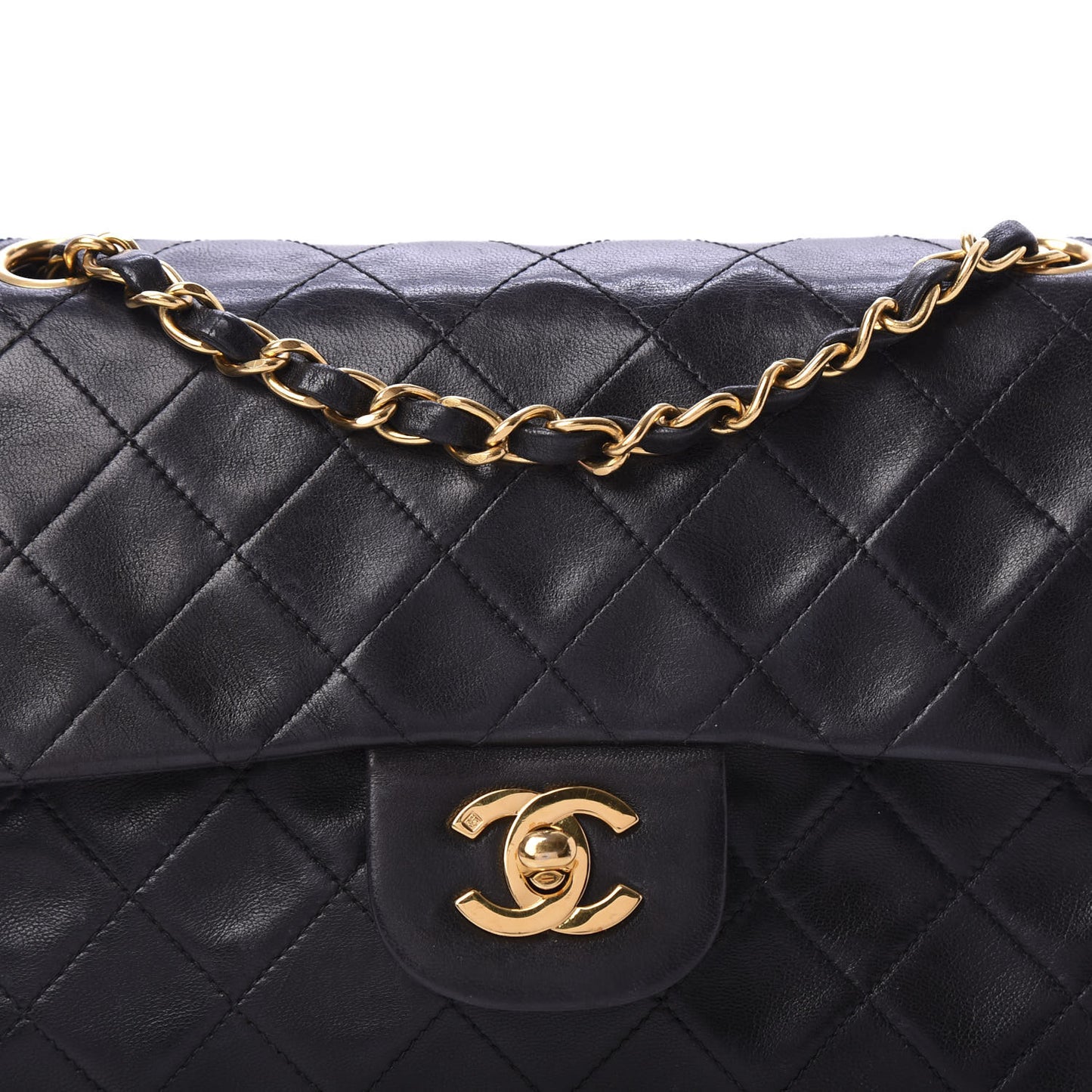 Lambskin Quilted Small Double Flap Black