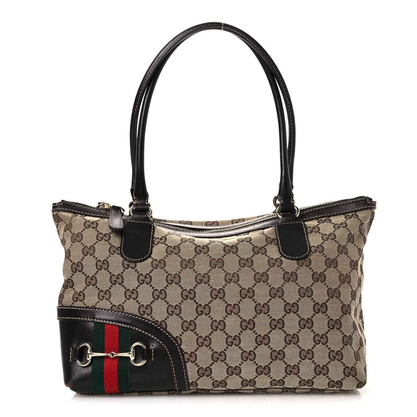Monogram Sherry Line Horsebit Tote Dark Brown