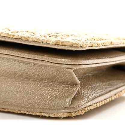 Chanel Woven Straw Braided Ancient Greek Wallet On Chain WOC Beige 29 of 34