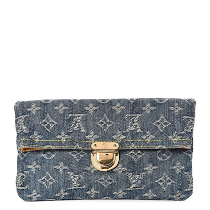 Louis Vuitton Monogram Denim Pochette Plat Clutch Blue 1 of 7