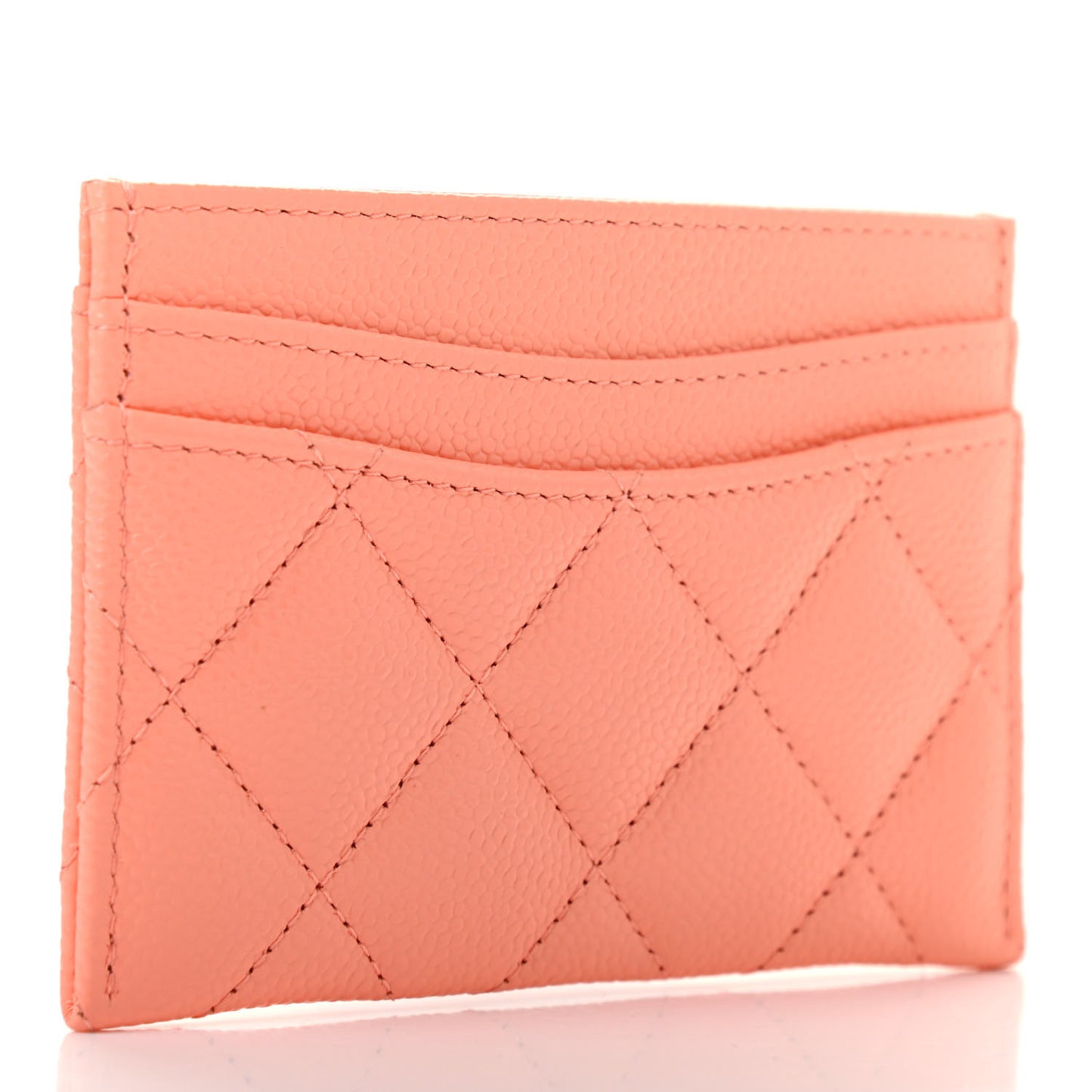 Caviar Quilted Card Holder Coral