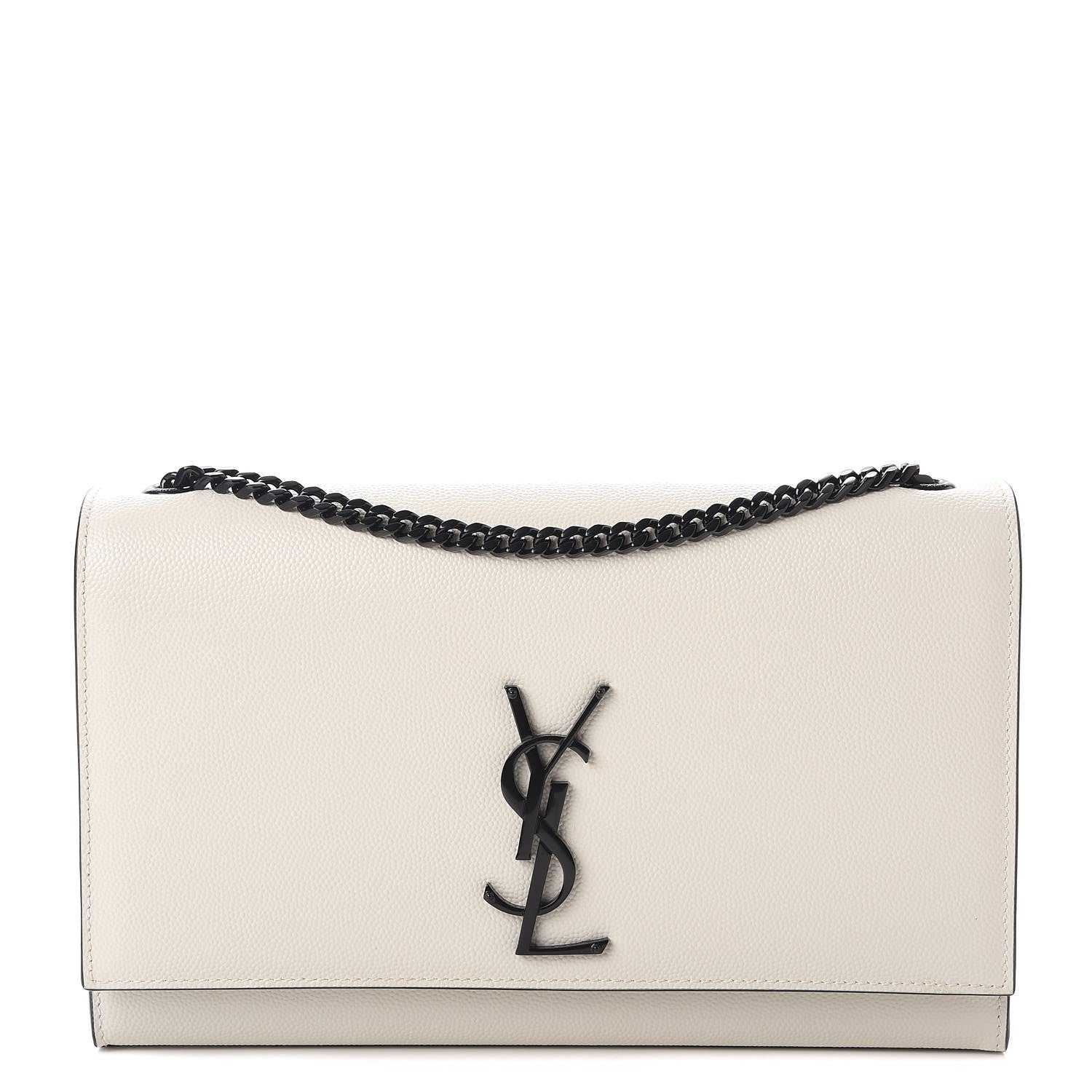 Saint Laurent Grain De Poudre Medium Classic Monogram Kate Satchel Porcellana Black 1 of 11