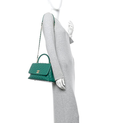 Chanel Caviar Quilted Small Coco Handle Flap Green 2 of 11