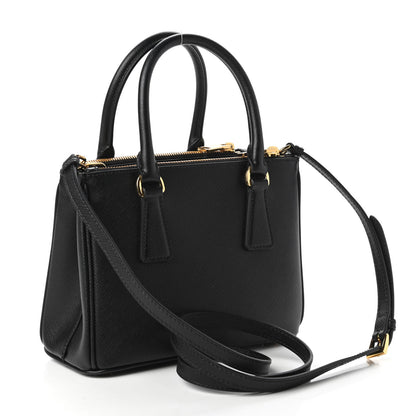 Prada Saffiano Lux Mini Galleria Double Zip Tote Black 3 of 10