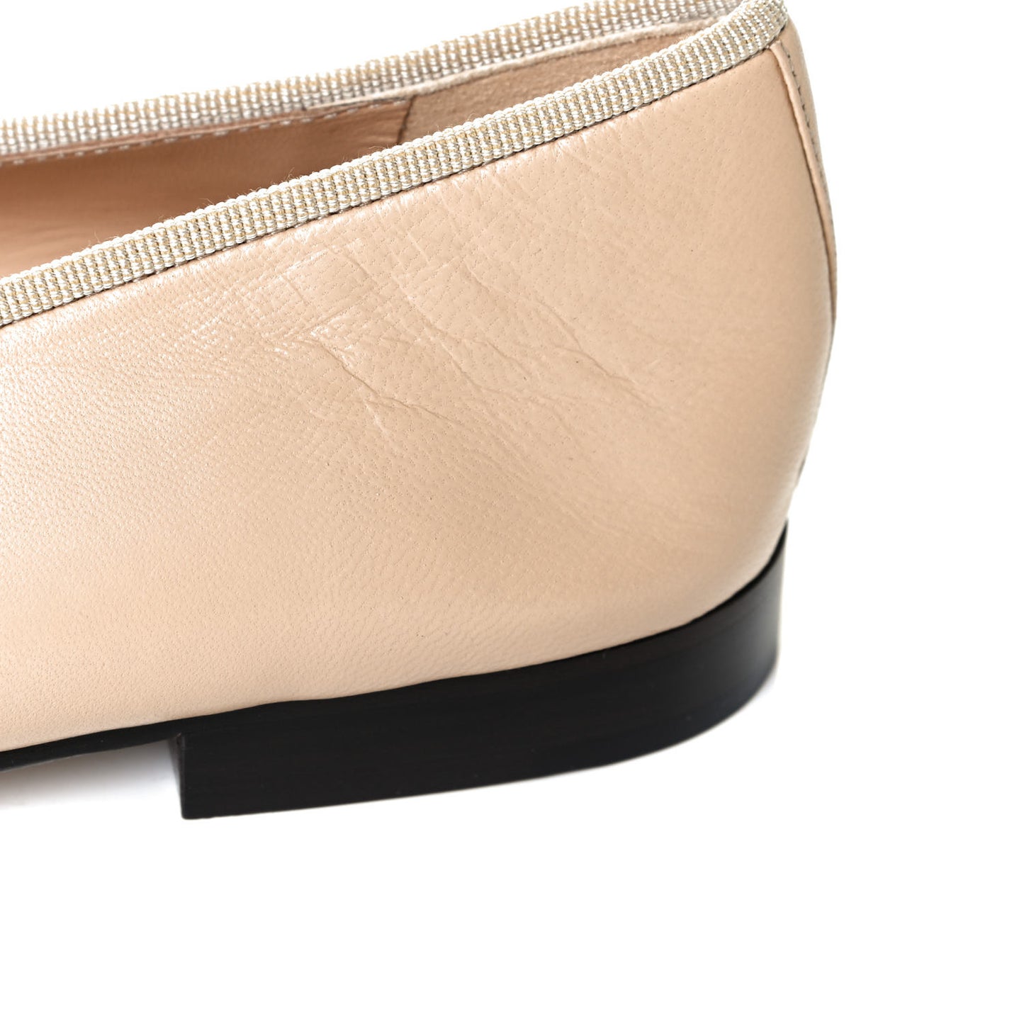 Lambskin Cap Toe CC Ballerina Flats 37.5 Beige Black