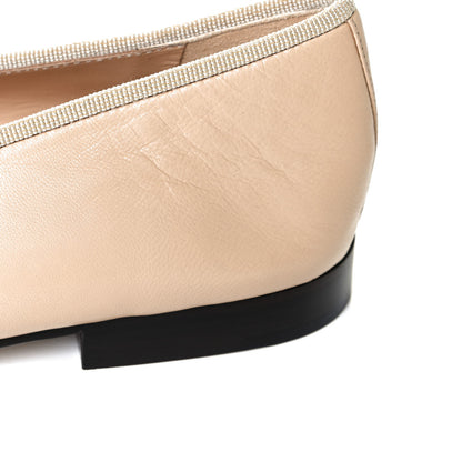 Chanel Lambskin Cap Toe CC Ballerina Flats 37.5 Beige Black 6 of 8