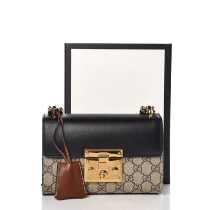 Gucci GG Supreme Monogram Calfskin Small Padlock Shoulder Bag Beige Black Cuir 11 of 11