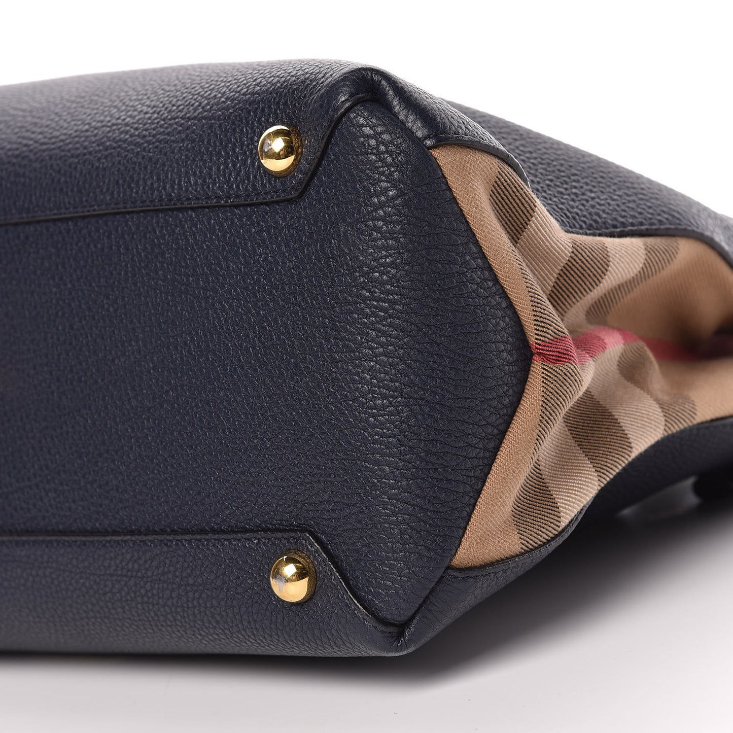 Grainy Calfskin House Check Medium Banner Tote Ink Blue