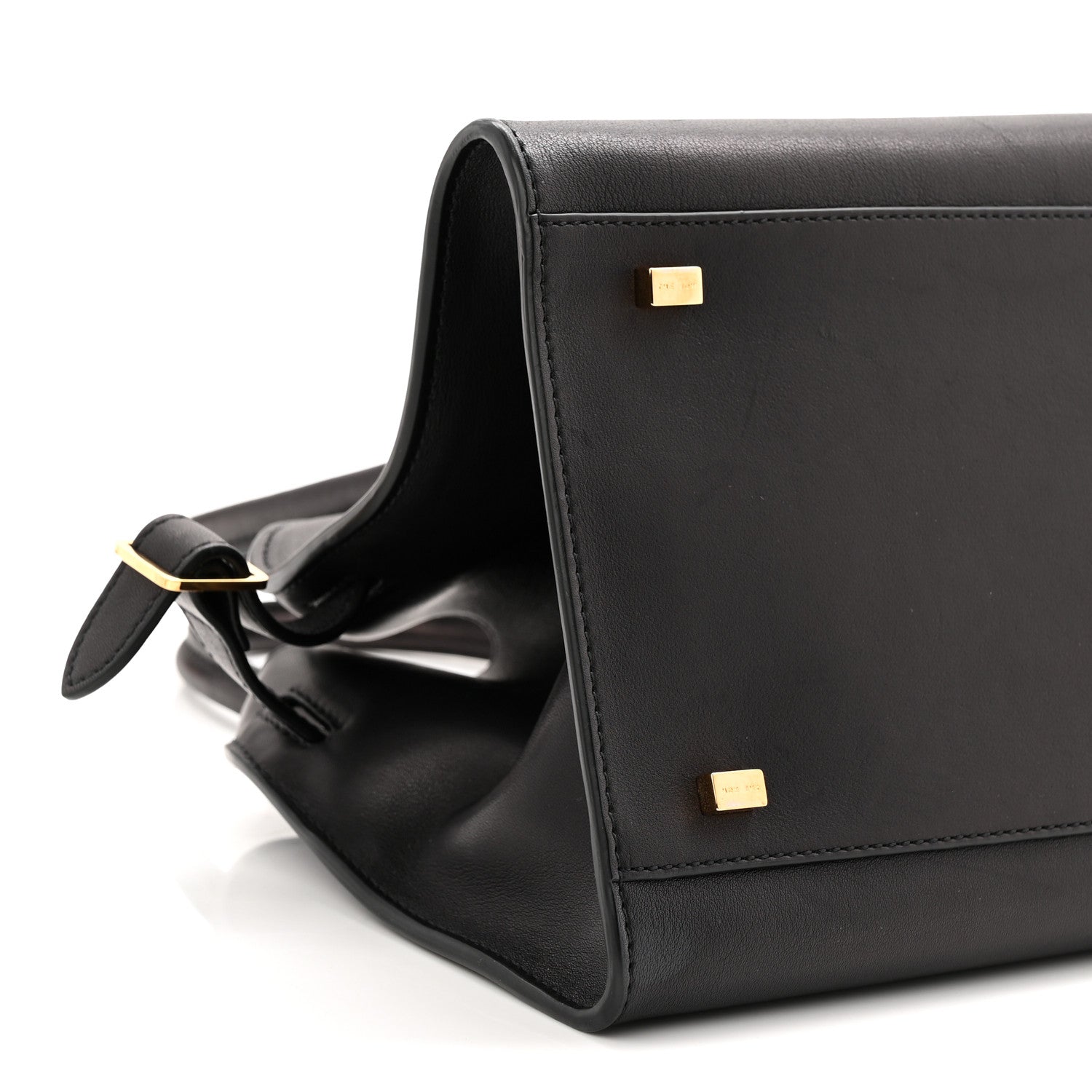 The Row Polished Saddle Calfskin Soft Margaux 10 Bag Black 8 of 9