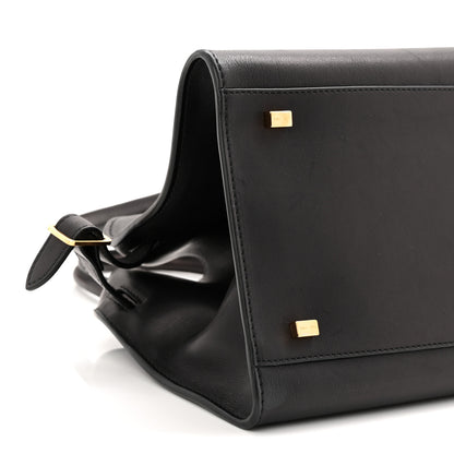 The Row Polished Saddle Calfskin Soft Margaux 10 Bag Black 8 of 9