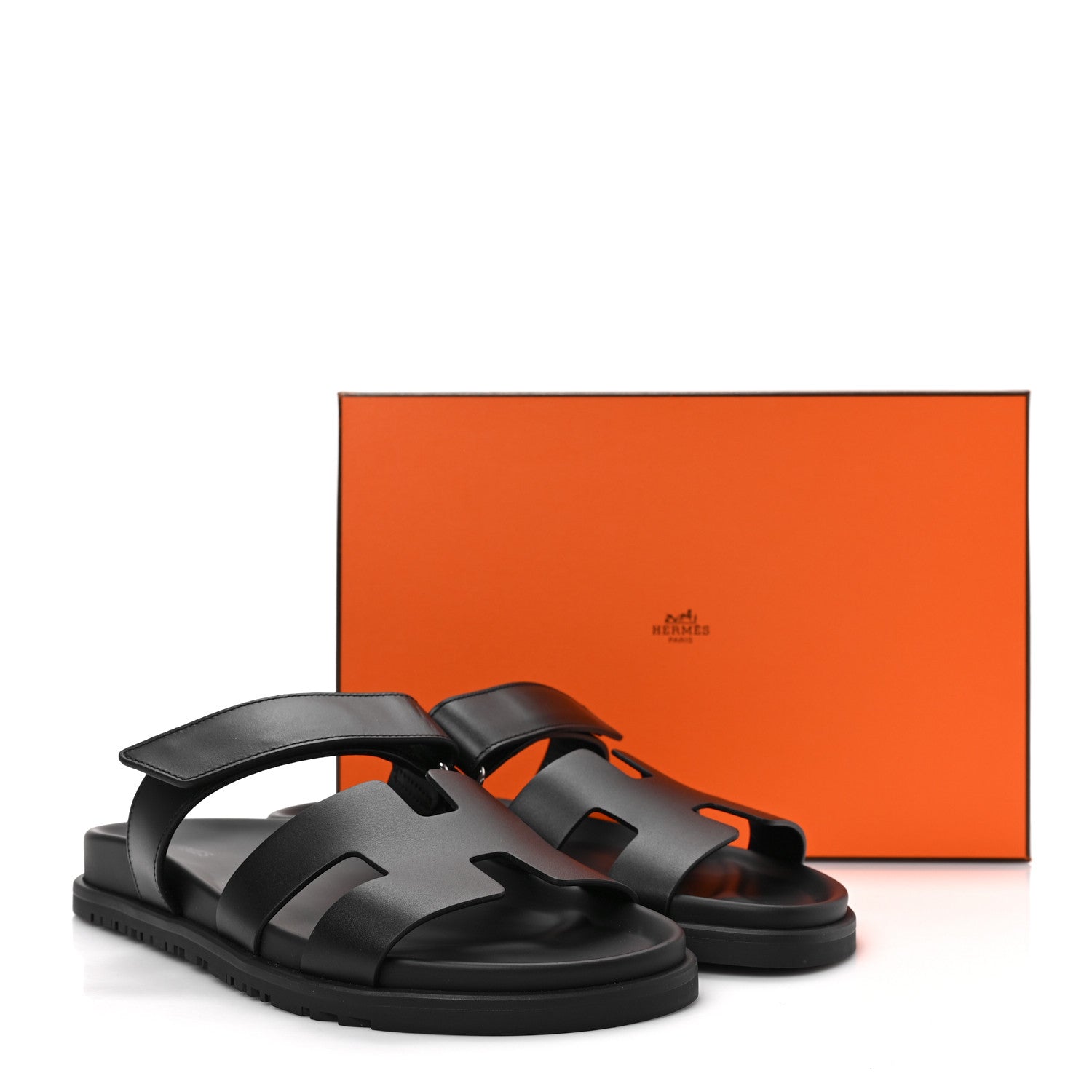 Hermes Calfskin Womens Chypre Sandals 40.5 Black 9 of 9