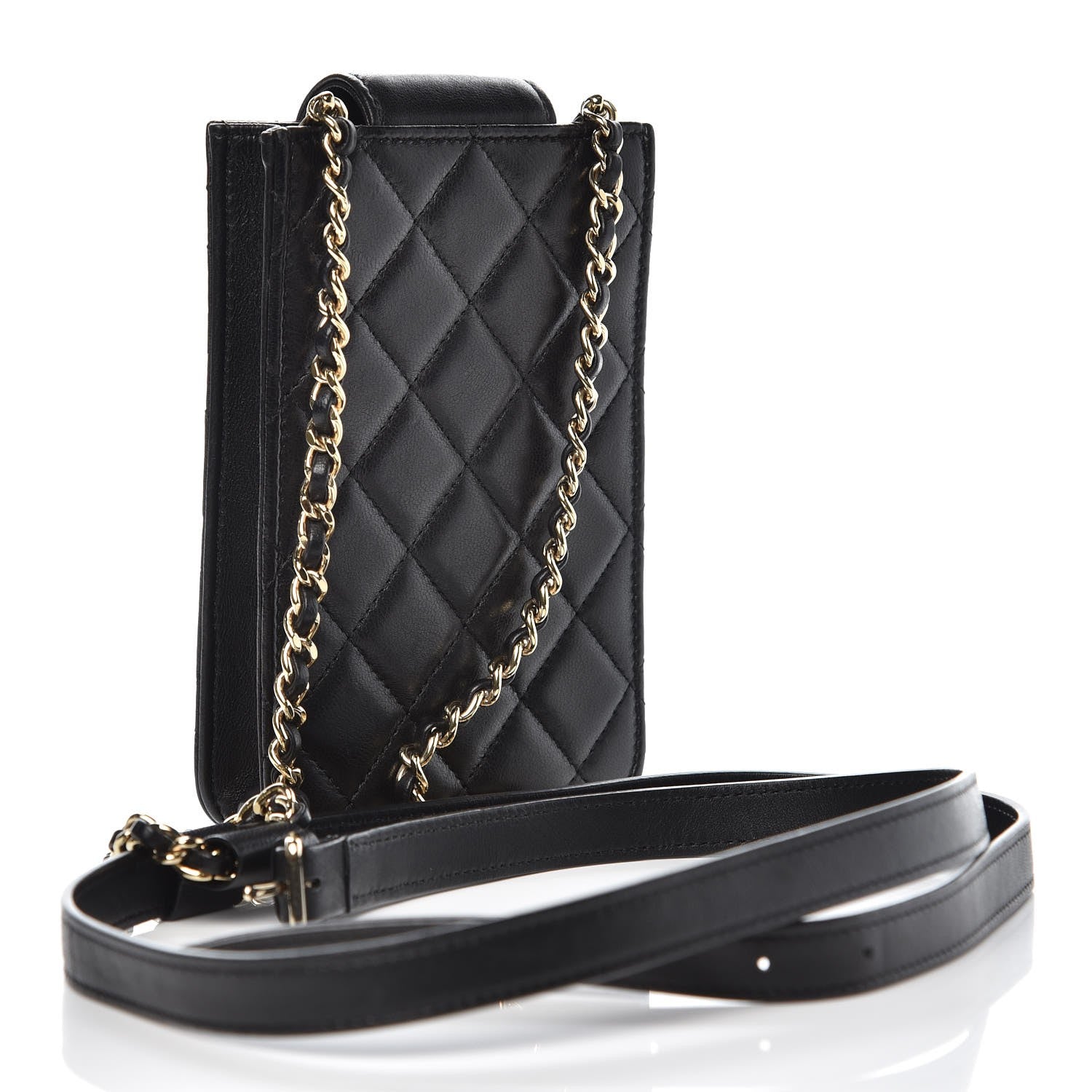 Chanel Lambskin Quilted CC Phone Holder Black 5 of 11