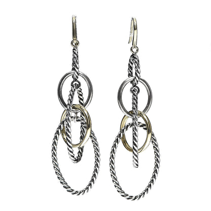 David Yurman Sterling Silver 18K Yellow Gold Mobile Oval Drop Earrings 1 of 4
