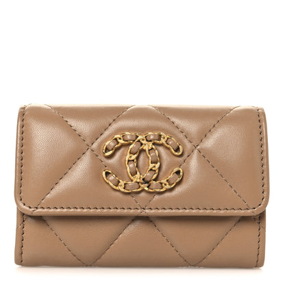 Chanel Lambskin Quilted Chanel 19 Flap Card Holder Brown Brown 1 of 8