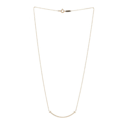 Tiffany 18K Yellow Gold Diamond Small T Smile Pendant Necklace 3 of 14