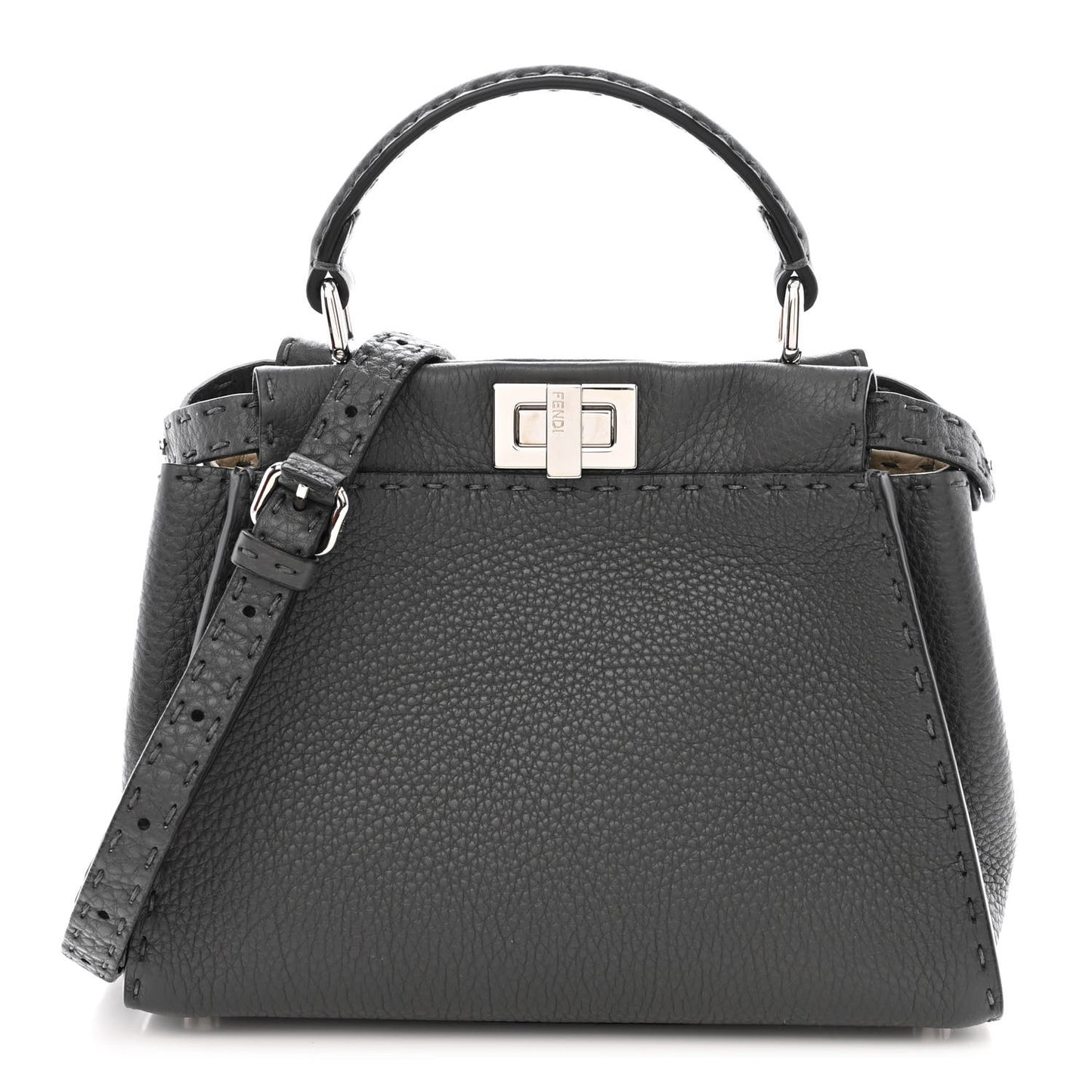Cuoio Romano Selleria Bi-Color Mini Peekaboo Iconic Satchel Asfalto Latte