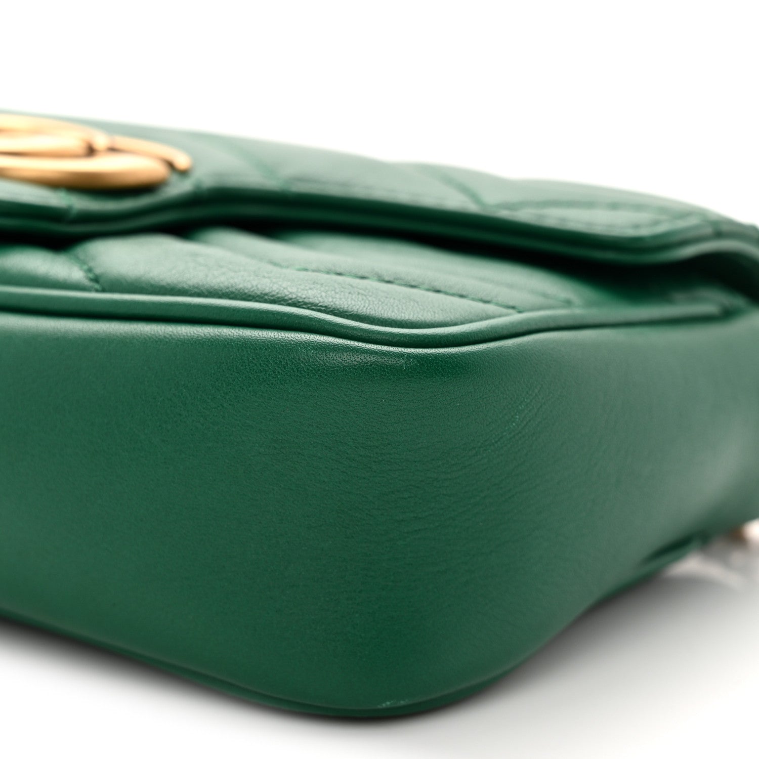 Gucci Calfskin Matelasse Super Mini GG Marmont Shoulder Bag Emerald Green 10 of 10