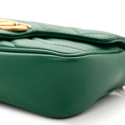 Gucci Calfskin Matelasse Super Mini GG Marmont Shoulder Bag Emerald Green 10 of 10