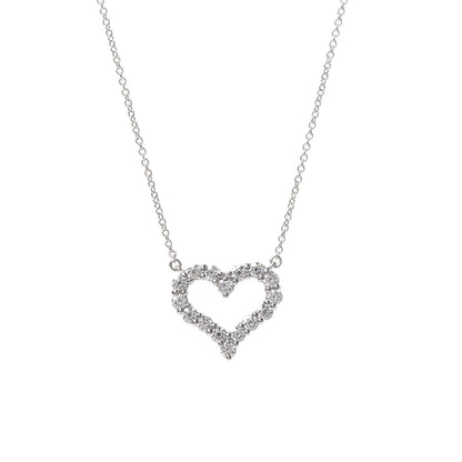 Tiffany Platinum Diamond Small Heart Pendant Necklace 4 of 6