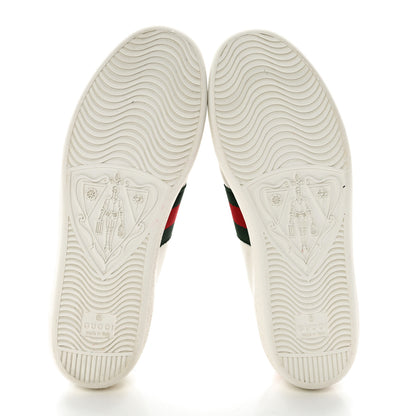 Gucci Calfskin Ayers Bee Embroidered Womens Ace Sneakers 37 White Green 5 of 12