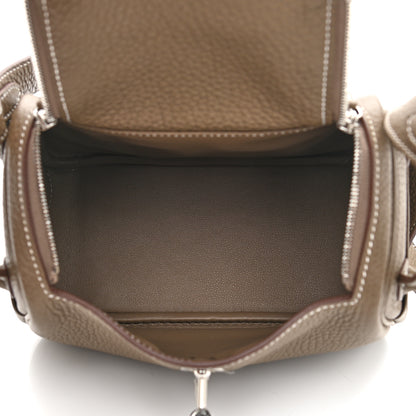 Hermes Taurillon Clemence Mini Lindy 20 Etoupe 5 of 9