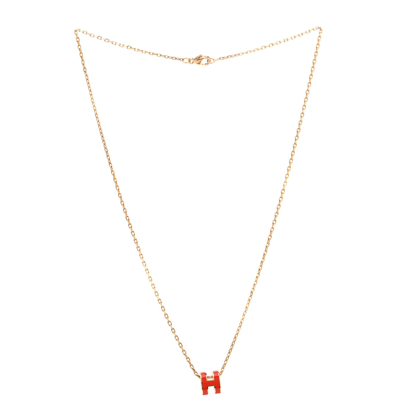 Lacquered Gold Mini Pop H Pendant Necklace Orange Graffiti