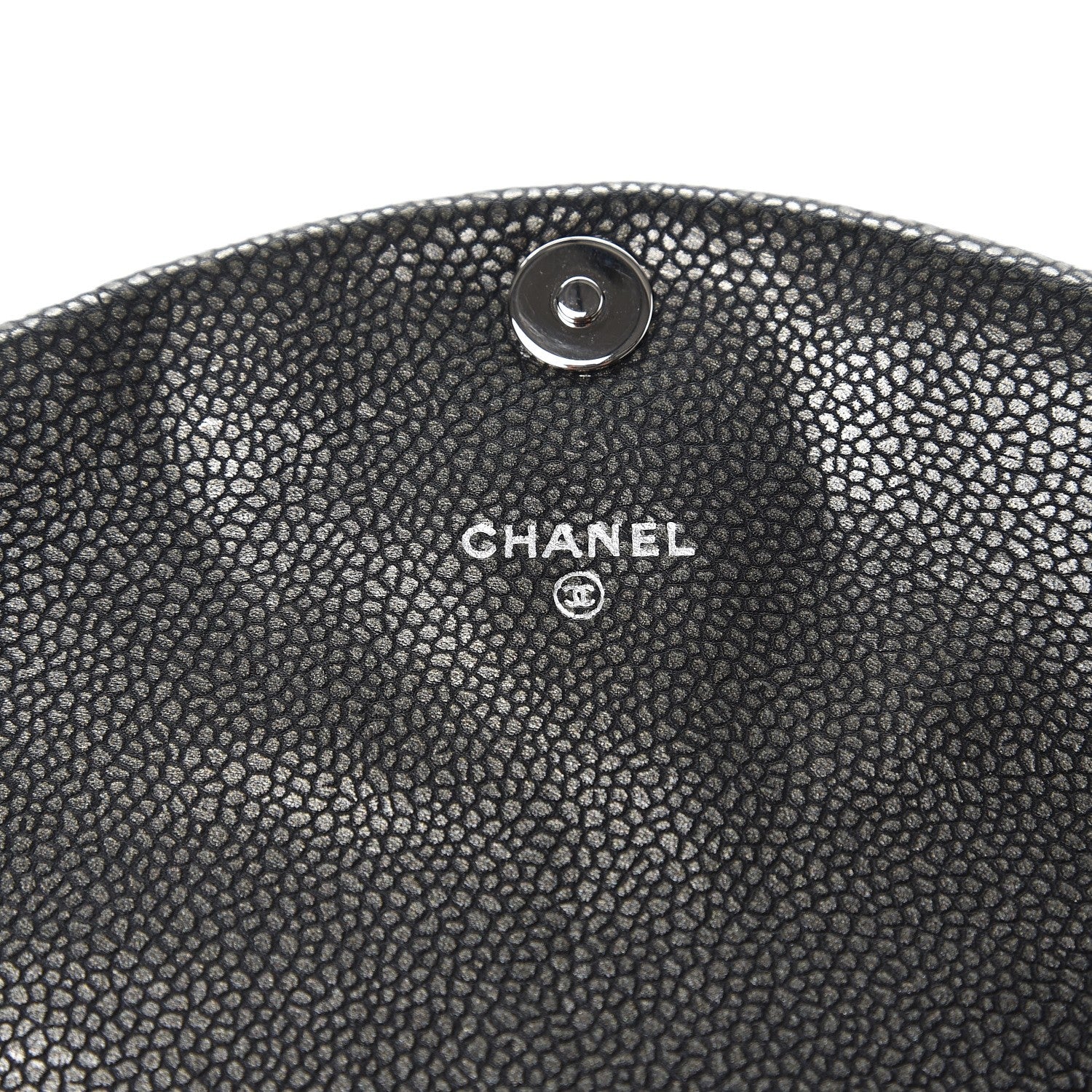 Chanel Metallic Caviar Half Moon Wallet On Chain WOC Dark Silver 6 of 8