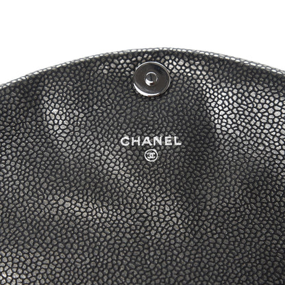 Chanel Metallic Caviar Half Moon Wallet On Chain WOC Dark Silver 6 of 8