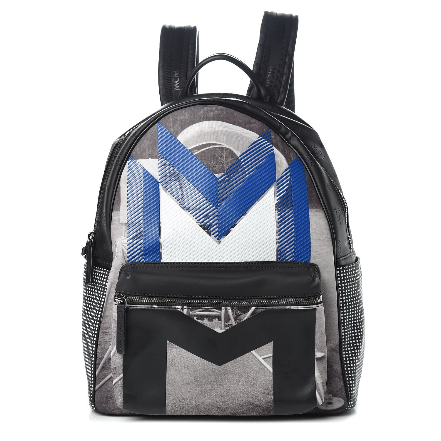 MCM Odeon Nylon Printed Medium Stark Backpack Black Multicolor 1 of 12