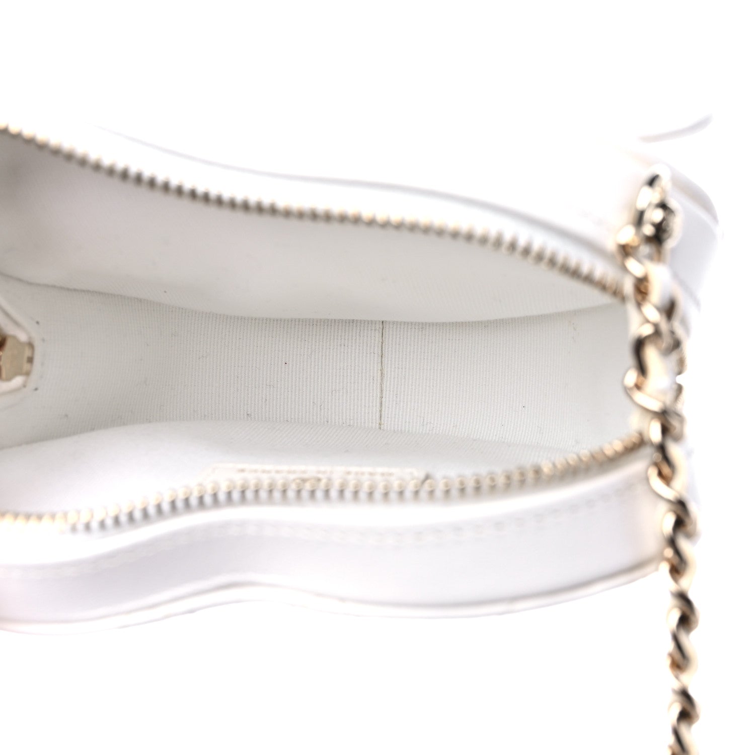 Chanel Lambskin Quilted CC In Love Heart Clutch With Chain White 5 of 12
