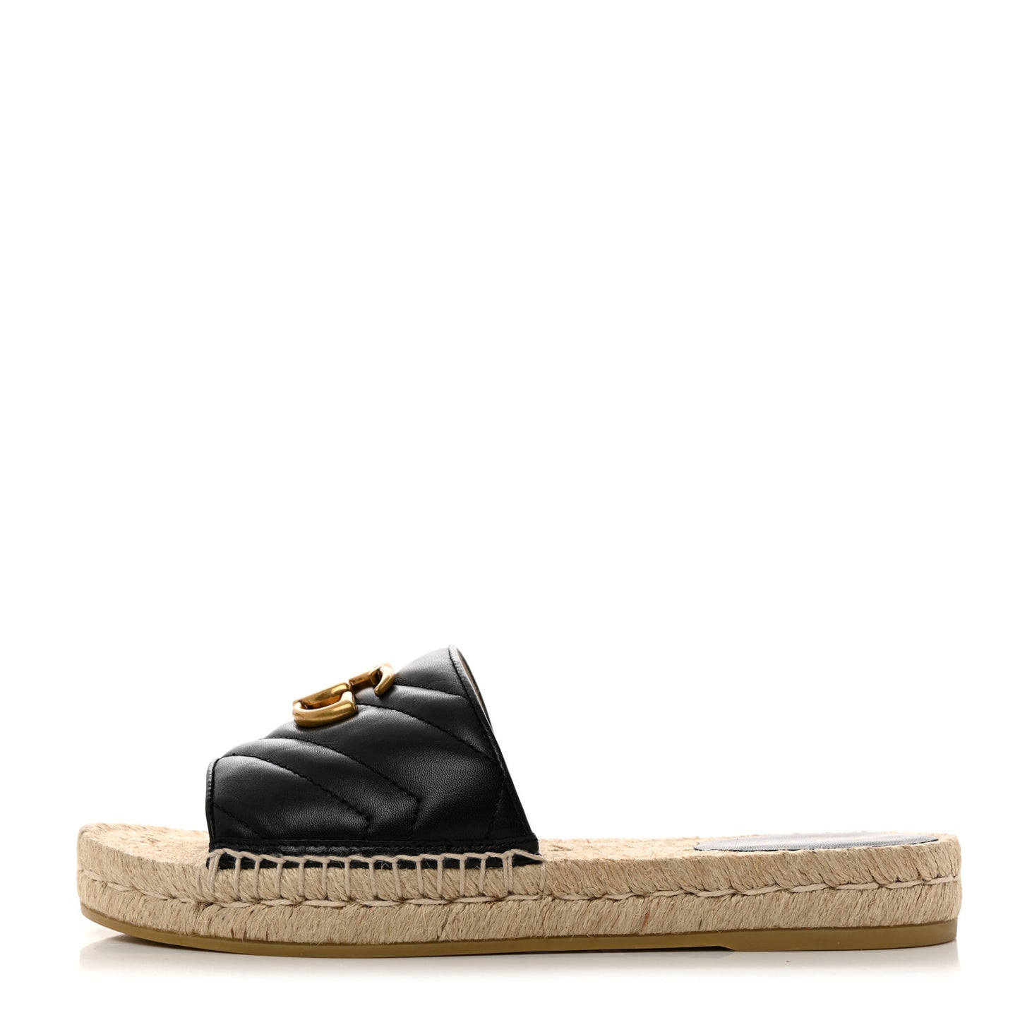 Nappa Matelasse GG Marmont Espadrille Slide Sandals 37 Black
