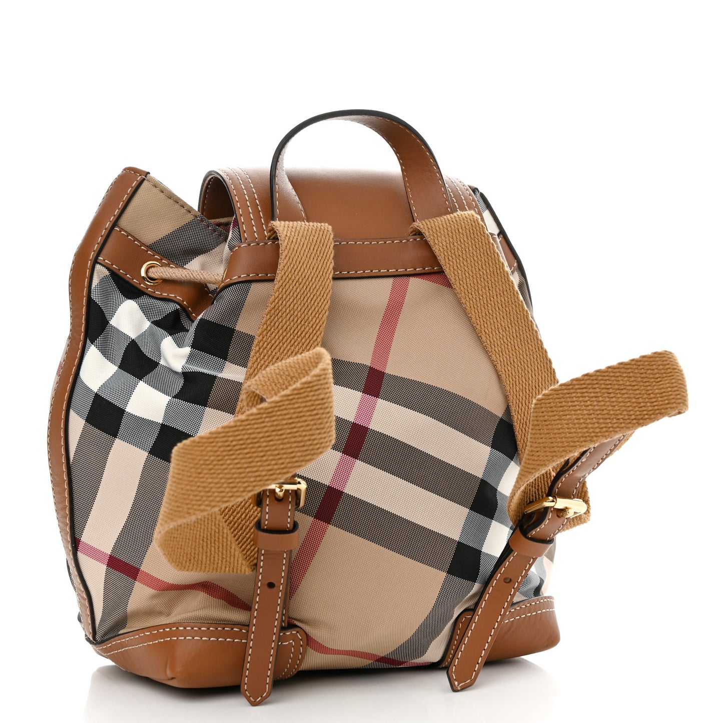 Nylon Calfskin Nova Check Backpack Brown
