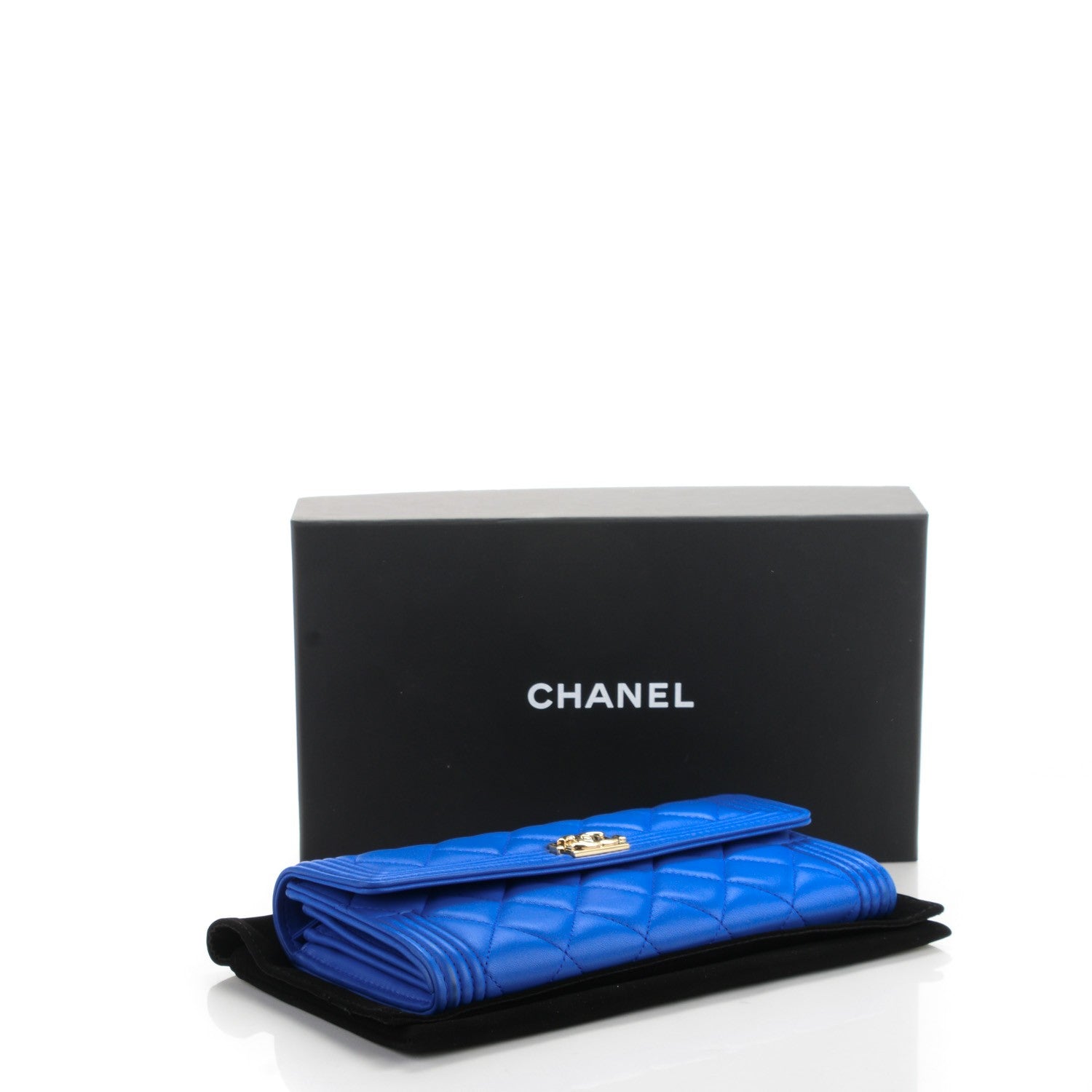 Chanel Lambskin Quilted Boy Flap Wallet Blue 4 of 8