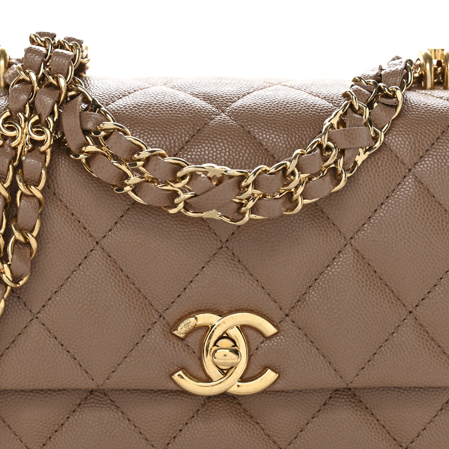 Caviar Quilted Mini Coco First Flap Beige