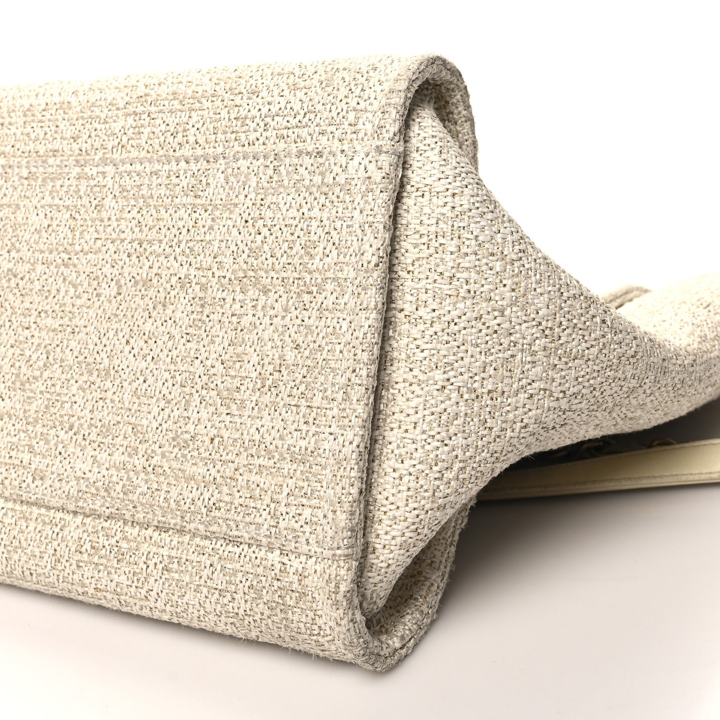 Lurex Boucle Medium Deauville Tote White