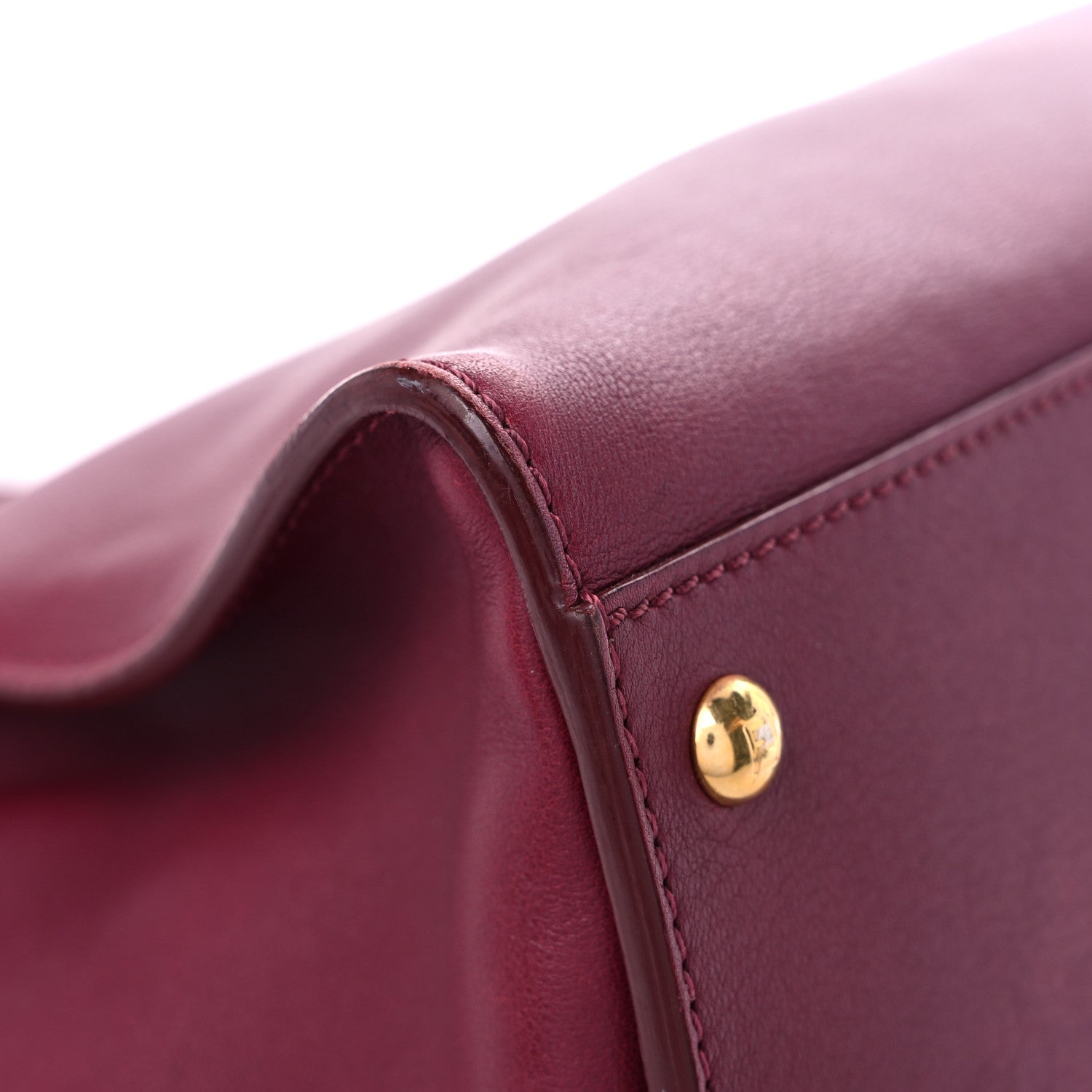 Fendi Vitello Dolce Marmol Large Peekaboo Iconic Satchel Bordeaux Graphite 10 of 17