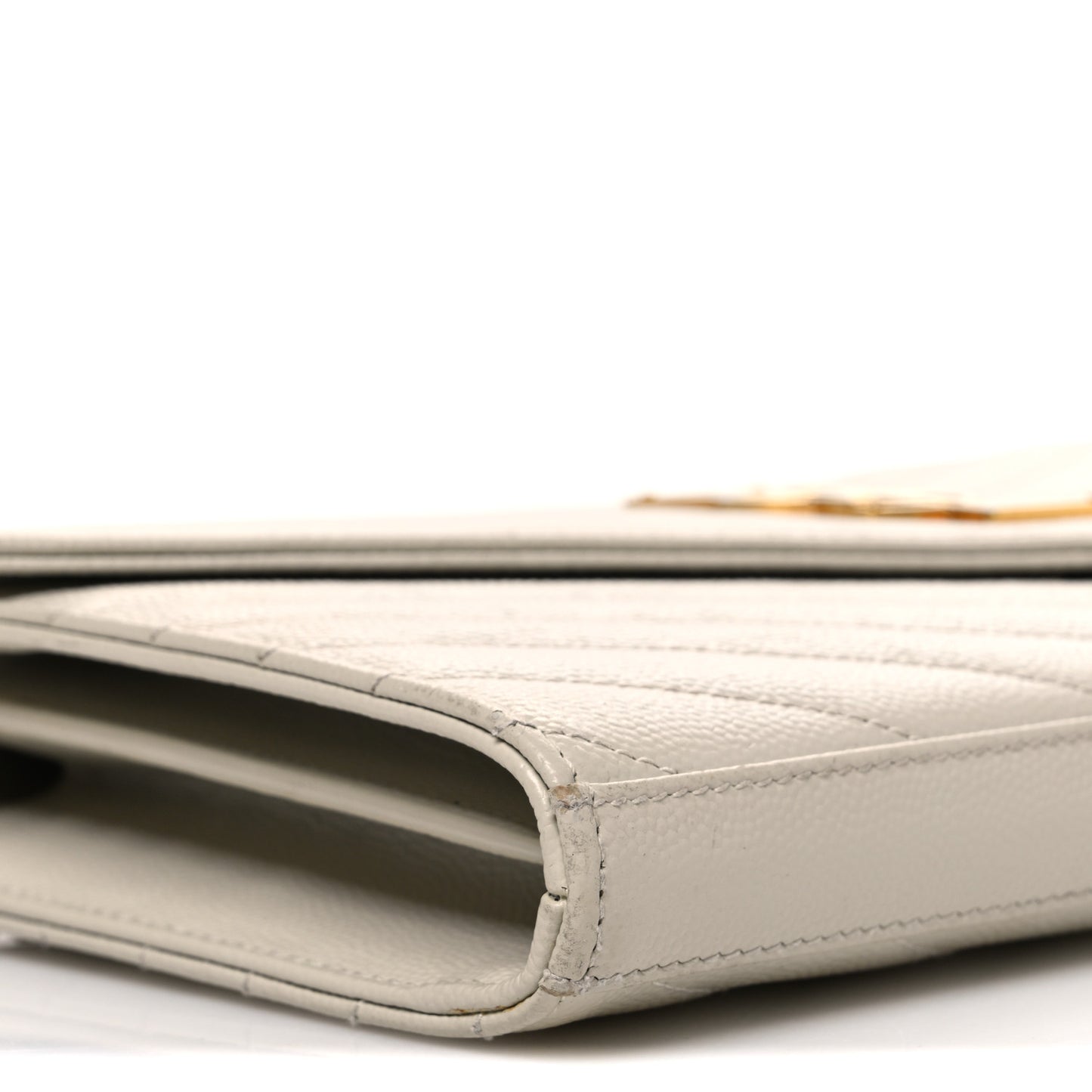 Grain De Poudre Matelasse Chevron Monogram Chain Wallet Blanc Vintage