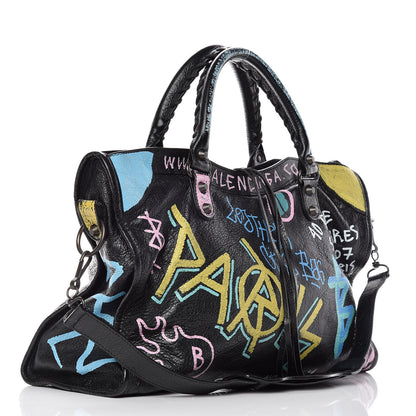 Balenciaga Agneau Graffiti All Over Classic Hardware City Black Multicolor 3 of 10