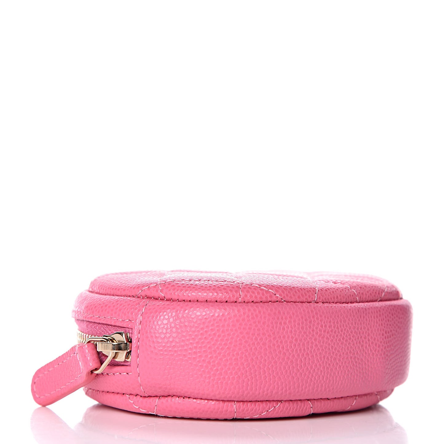 Iridescent Caviar Quilted Zip Around Classic Coin Purse Pink