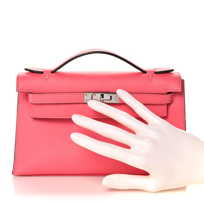 Hermes Swift Kelly Pochette Clutch Rose Azalee 2 of 26