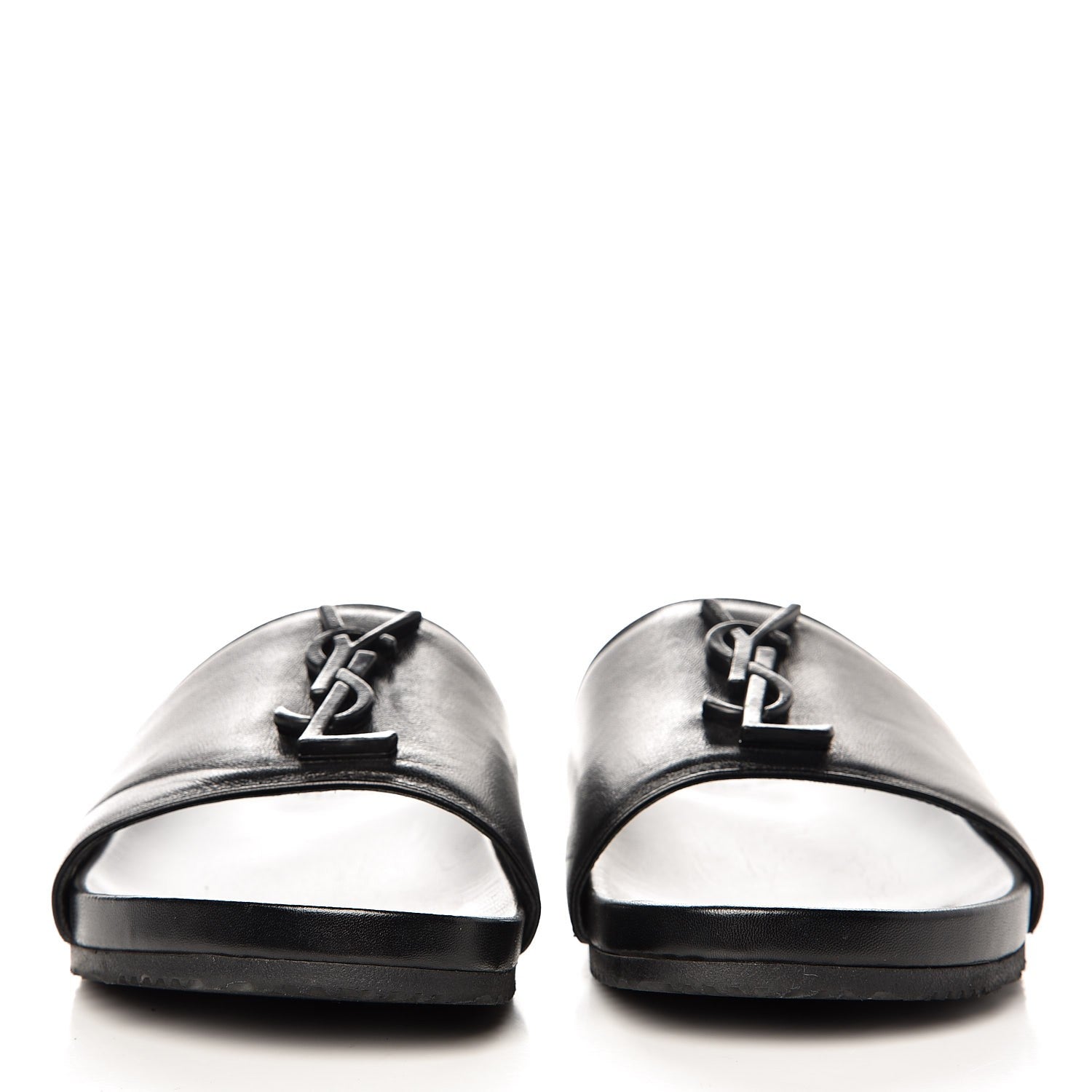 Saint Laurent Lambskin Joan Slide Sandals 39.5 Black 3 of 9